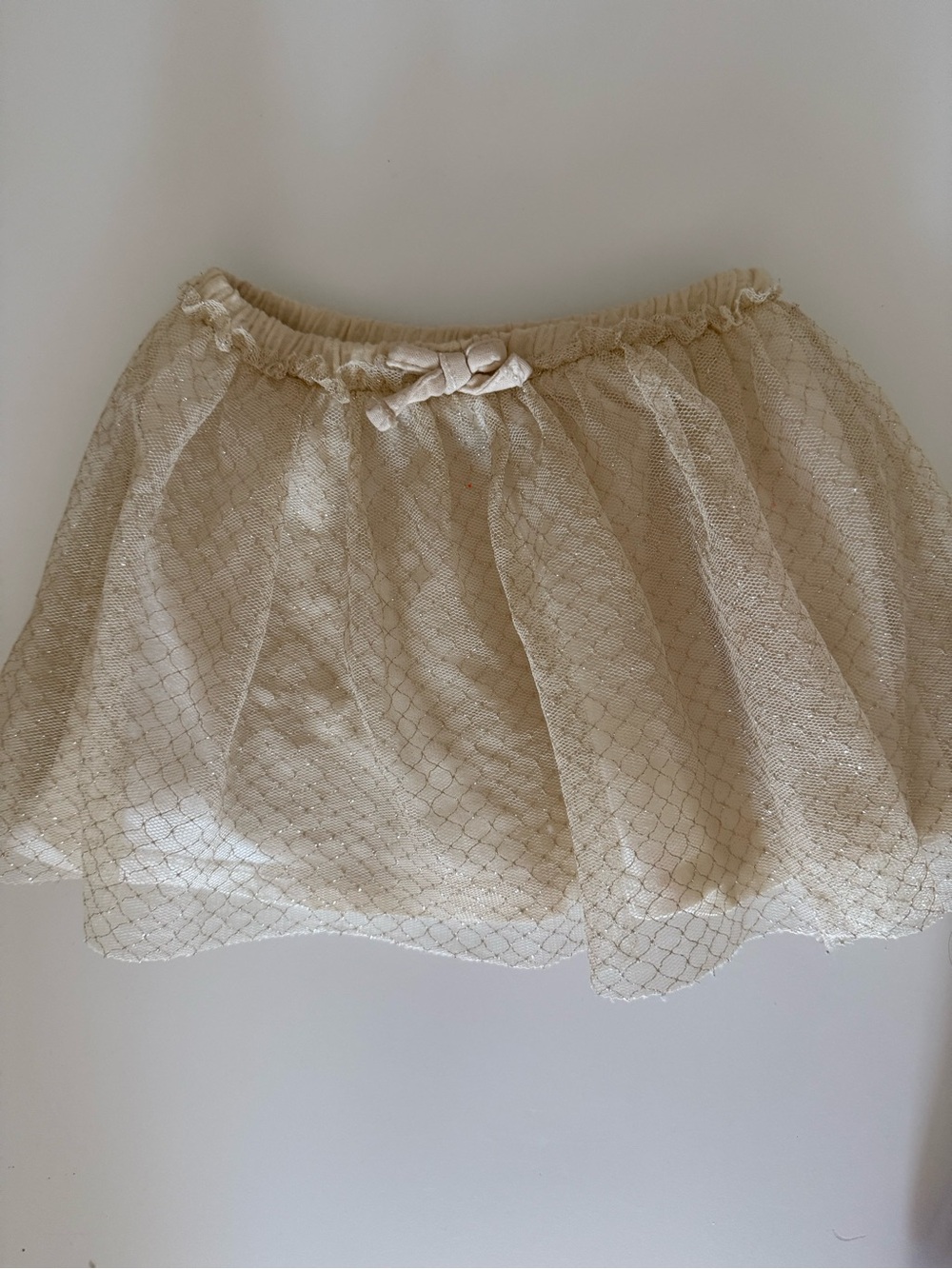Zara Girls' Cream with shimmer of gold Tulle Skirt with Bow
